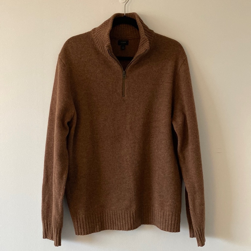 J Crew Lambswool Half Zip Sweater